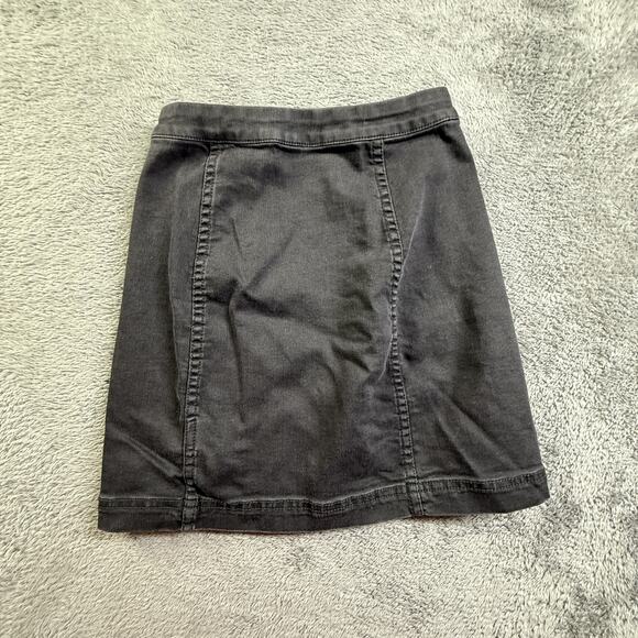 Free People Black Denim Mini Skirt Front Zip Stretch Women's Size 2 - Picture 7 of 8